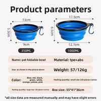 Bol pliable pour chien en silicone de qualité alimentaire 350 ml 1000 ml sans BPA, portable, pour voyage, nourriture et eau pour animaux, logo personnalisé OEM, vente en gros, pliable