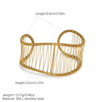 Bracelet large ajouré tressé haut de gamme, style français, minimaliste, luxueux, en acier inoxydable plaqué or, jonc ouvert polyvalent