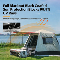 Tente de camping automatique hexagonale gonflable toutes saisons, Oxford 150D noir enduit, double couche, imperméable 2000-3000 mm, pour 2 à 8 personnes