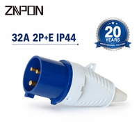 Connecteur de prise industrielle CEE bleu à 3 broches étanche IP44 ZNPON 32A 240V pour le camping en plein air, les camping-cars, les chantiers de construction