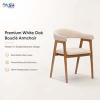 Fauteuil rembourré en chêne massif blanc avec assise et dossier en tissu, mousse de 30 mm pour salle à manger et salon, confort durable