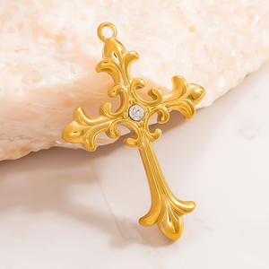 SUMMLY tren grosir Premium merasa halus DIY liontin salib 18K berlapis emas Stainless Steel aksesoris Fashion perhiasan - Product Image 6