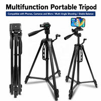 Trépied de téléphone en tube de fer robuste, support de caméra de 57 pouces avec support de téléphone pour DSLR, projecteur, vidéo en direct