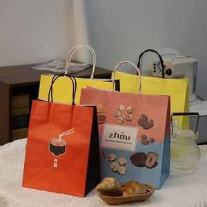Customized Composable Luxury Kraft Paper Gift Bags Personalized <b>Oil</b> <b>Painting</b> Style Your Logo Durable Classic Shopping Packaging - Product Image 3