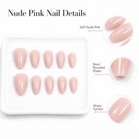 YD58 Kaixin Faux Ongles à Presser Rose Nude Doux, Forme Amande, Couverture Complète, Surface Brillante, Finition Naturelle, Ongles Roses