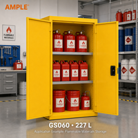 Armoire de sécurité pour liquides inflammables 227L (60 gallons) jaune à double porte en acier pour stockage de produits chimiques pour écoles, ateliers et achats professionnels