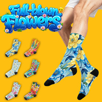 Chaussettes d'été pour hommes en gros, motif floral tropical, impression numérique fantaisie, thème botanique, pour fêtes, en Spandex/Polyester