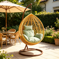 Chaise suspendue en forme de nid d'oiseau, construction solide, résistante aux intempéries, chaise en osier en forme de larme