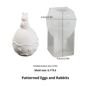 TangChu New Easter Egg Bunny and Flower Silicone Egg-shaped Mold for Candles, Resin Charms and Whimsical <b>Tabletop</b> Decorations - Product Image 6