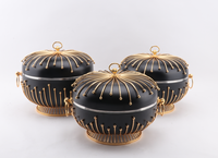 Plats de service élégants pour le Ramadan 3.5L 4.5L 5.5L avec couvercles dorés éblouissants, ensemble de buffet pour l'iftar, décoration de table de luxe pour l'Aïd Moubarak