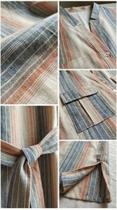 Elegante vestido camisero a rayas para mujer con lazo en la cintura, vestido informal cómodo y elegante de manga corta, ideal para el verano - Product Image 6