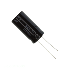 Condensador de canal del fabricante 33uF CAP ALUM 33UF 20% 450V RADIAL TH SK330M450ST de orificio pasante - Product Image 1