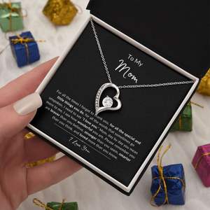 Para mi mamá, collar con colgante de corazón de cobre clásico UIONEN con tarjeta de texto personalizada, regalo del día de la madre de parte de hija/hijo - Product Image 3