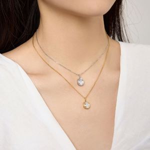 Dylam Dazzling 3ct Oval Shape 5A Cubic Zirconia Solitaire Pendant Necklace with Rhodium 18K Gold Plated S925 Silver Link Chain - Product Image 2