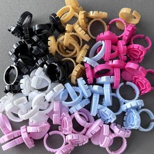 Anillos de pegamento de corazón, herramientas de extensión de pestañas, paquete de herramientas, soporte de copa de flor de silicona rosa, anillo de flor de corazón - Product Image 2