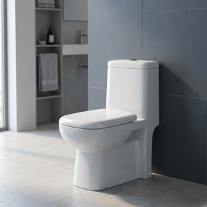 WC monobloc compact en céramique à siphon, à poser au sol, pour petite salle de bain - Product Image 2