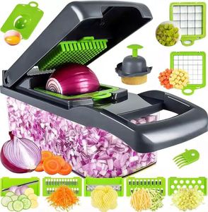 16-Piece Plastic Food <b>Chopper</b> Onion Slicer Fruit Carrot Veggie Dicer Cutter Manual Mandoline Machine <b>Vegetable</b> <b>Chopper</b> Stainless - Product Image 1