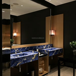 Plan <span class=keywords><strong>de</strong></span> toilette <span class=keywords><strong>de</strong></span> luxe en marbre bleu sodalite intégré pour projets hôteliers haut <span class=keywords><strong>de</strong></span> gamme - Product Image 1
