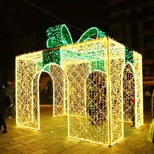 Chinese Fabrikant Grote Outdoor Festival Decoratieve Modellering Verlichting Winkelcentrum 3d Led Kerst Geschenkdoos Motief Licht