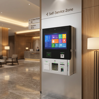 Kiosque d'auto-enregistrement mural pour hôtel, écran tactile, kiosque en libre-service avec lecteur de codes-barres, lecteur NFC et lecteur d'empreintes digitales