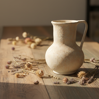 Vase à fleurs en céramique et terre cuite avec poignée, style vintage chinois, texture antique, pour décoration de table de maison de campagne, design de créateur
