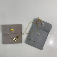 Pochette à bijoux en microfibre avec insert, personnalisable avec logo, en suède, à rabat, couleur crème rose, pour boucles d'oreilles et colliers
