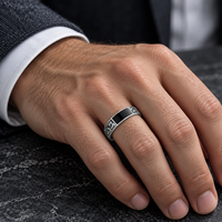Bague ouverte JLM Wholesale Premium en émail noir antique avec dragon, pour homme, style rétro gothique, bijoux
