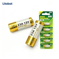 Batterie cylindrique alcaline Litobat 12V 23A 7,8g pour sonnette sans fil, télécommande de porte de garage, détecteur de fumée, système d'alarme