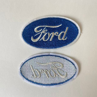Écusson brodé personnalisé en denim haute densité, écologique, avec logo TAJIMA, à coudre ou thermocollant