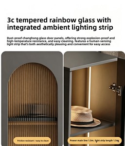 Armario de Almacenamiento Integrado para Dormitorio <span class=keywords><strong>con</strong></span> <span class=keywords><strong>Perchero</strong></span> y Cajones Pequeños de Madera Estilo Italiano para Sala de Estar - Product Image 4