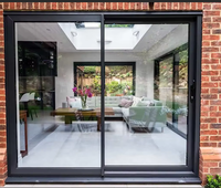 Porte coulissante en aluminium JUNYAO, options de couleurs noir, blanc, gris, marron, finition mate, revêtement en poudre, pour projets de façade moderne