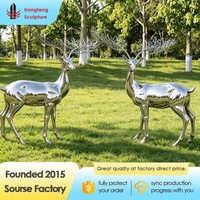 Sculpture de cerf grandeur nature personnalisée pour extérieur, décoration en fibre de verre et résine, statue de renne pour les fêtes de Noël