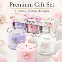 Coffret Cadeau de Bougies Parfumées TopOne Style Nordique en Cire de Soja et Huiles Essentielles, Aromathérapie, avec Boîte Florale Rose pour Femme, Cadeau d'Anniversaire