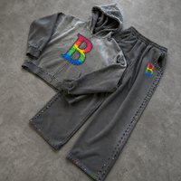 Survêtement Benta Shangpin personnalisé avec votre logo, effet délavé, strass, pour homme, hiver, 100% coton molletonné, imprimé, coupe ample