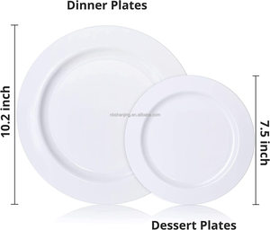50 <span class=keywords><strong>assiettes</strong></span> à dîner élégantes, rigides et blanches, et 50 <span class=keywords><strong>assiettes</strong></span> à dessert sans BPA, ensemble d'<span class=keywords><strong>assiettes</strong></span> en plastique pour mariage, fête, restaurant - Product Image 5