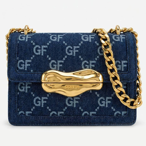 Sac à bandoulière en jean pour femme avec chaîne, sac à rabat, motif lettres tendance, style bandoulière, sac décontracté quotidien pour la vente en gros - Product Image 1