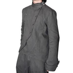 เสื้อแจ็คเก็ตผู้ชายผ้าทวิลคอตตอน 100% แบบขายส่งสำหรับฤดูใบไม้ผลิ ทรงคอร์ทแจ็คเก็ตติดกระดุมสองแถว กระดุมแบบไม่เรียงแถว ทรงสั้น - Product Image 6