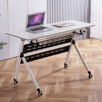 Combinaison Table-Chaise en Bambou Mobile, Bureau de Formation Modulaire, Table de Conférence Pliante pour Salle de Classe, Design Minimaliste Moderne