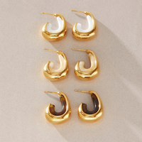 Boucles d'oreilles clous en acier inoxydable plaqué or 18 carats PVD, résine crème ambrée translucide effet marbré, collection automne vintage J&D Designer
