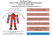 Kit de Robot Humanoide Bipedal LINE-CORE M, Kit de Robot de Programación IA para Educación STEM en Escuelas Secundarias, 18 Servomotores, LED Multicolor