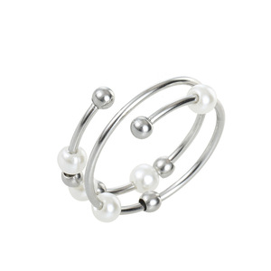 Stainless Steel Spinning Fidget Pearl <strong>Ring</strong> Frosted Gold-Plated <strong>Spin</strong> Ball Spinner Open Adjustable Anxiety Zircon Trendy - Product Image 3