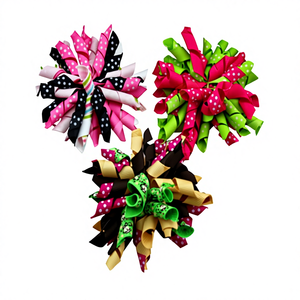 Nuovissimi fiocchi per capelli con nastro Korker stampa strisce per capelli a pois per accessori per bambini - Product Image 2