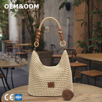 3312 E+ Sac à Bandoulière Femme Grande Capacité Vintage Mode, Sac Fourre-Tout Sous l'Épaule Tricoté Main, Coton pour Vacances Plage