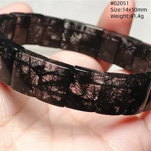 Natürlicher Schwarzer Rutilquarz Runde Perlen Gold Klassisches Strang-Armband Schmuck für Frauen Männer Klare Perlen CCGTC-Zertifikat - Product Image 6
