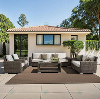 Modernes Outdoor-Freizeitmöbel-Set Wasserfestes Holz-Rattan-Sofa für Garten, Innenhof, Gastronomie, Hotels und Parks