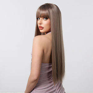 วิกผมทรงตรงยาวสีน้ำตาลแชมเปญ<span class=keywords><strong>ทรง</strong></span>ตรงสไตล์ยุโรปและอเมริกา - Product Image 3