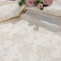 Nouveau style de tissu brodé en corde de lotus, tissu en lin doux brodé, dentelle de fleur de lotus brodée pour robe de femme