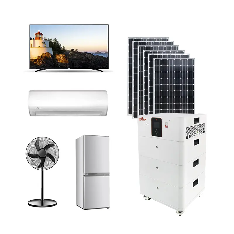 Hybride Systeem Solar Kit, 5000W Zonne-Energie Systeem Off Grid Zonne-Energie Energiesysteem Opslag Voor Thuis Commercieel/