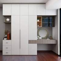 Armoire complète sur mesure YALIG à 3 portes avec miroir et coiffeuse intégrée