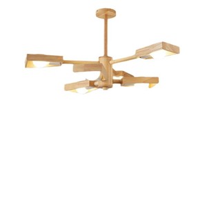Lustre en bois massif de style nordique japonais, lumière LED rotative pour salon, chambre à coucher, salle à manger - Product Image 5